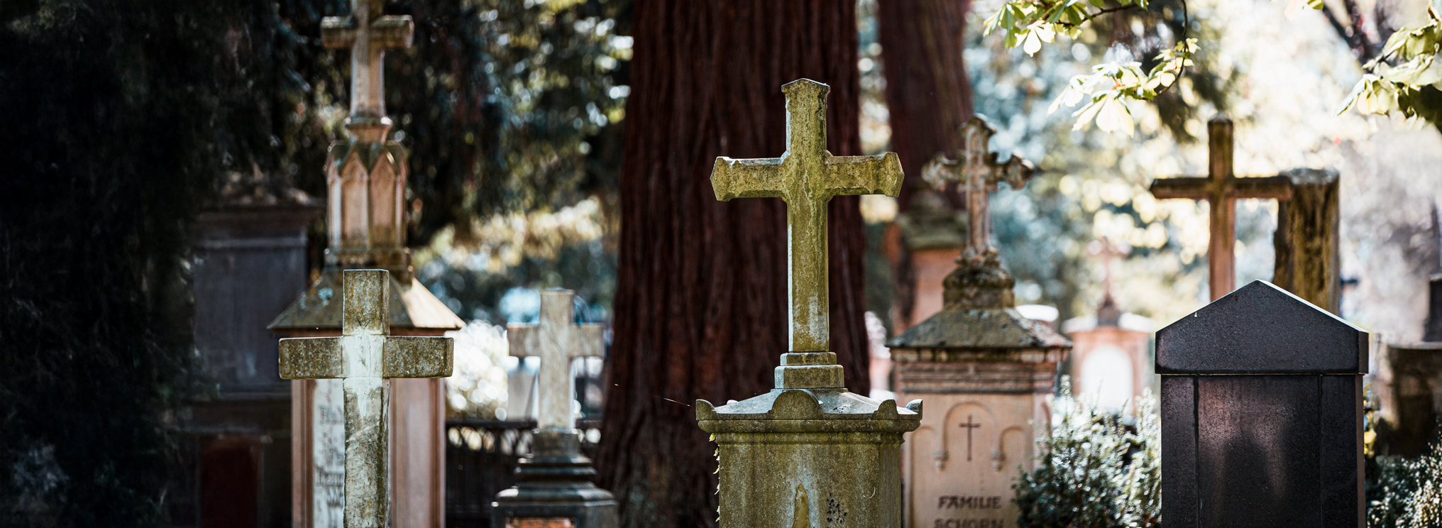 Historischer Friedhof in Bonn mit alten Grabsteinen – Ort der Ruhe und des Gedenkens, der die christliche Bestattungskultur widerspiegelt.